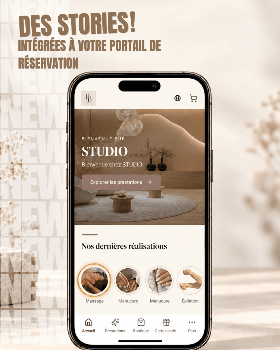 Vos clients découvrent vos stories sur votre portail web.