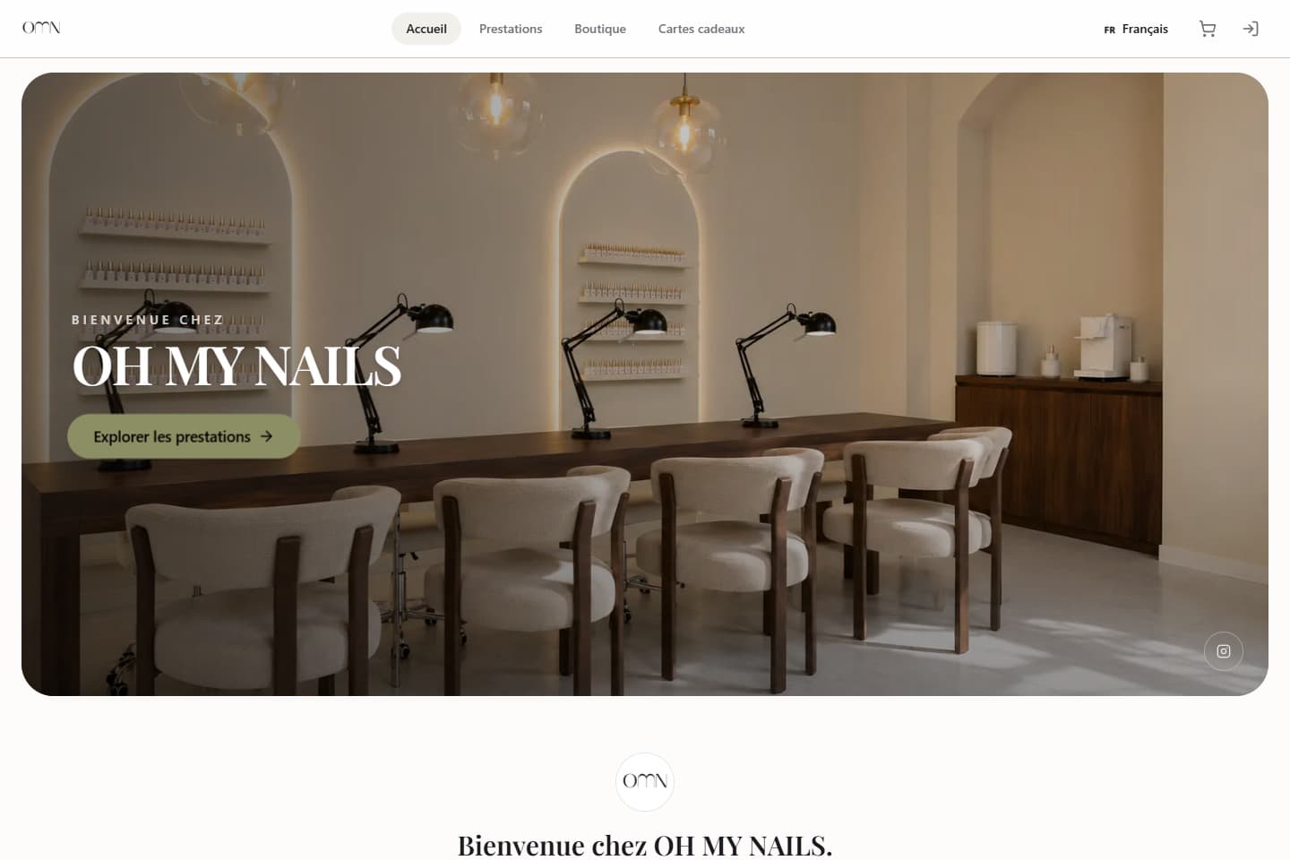 Le portail Oh My Nails, créé avec Madyis — Sur ordinateur