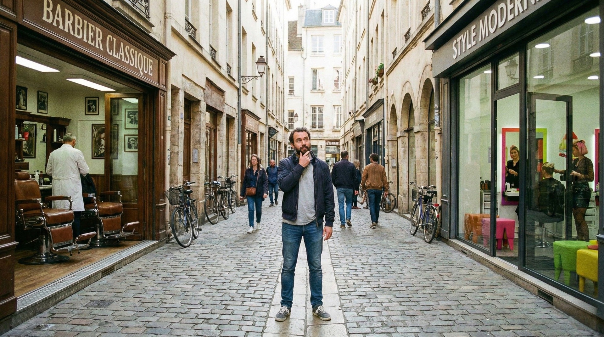 Client hésitant entre plusieurs salons