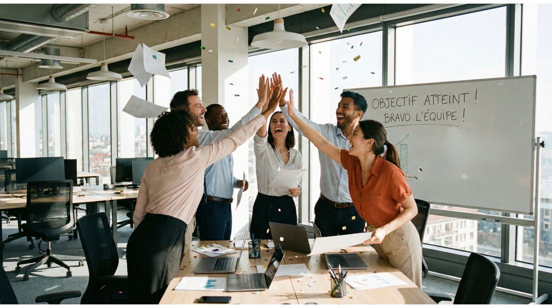 Équipe célébrant le succès